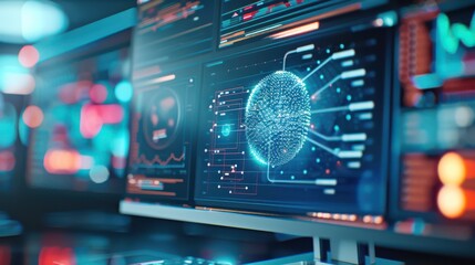 Obraz premium Spyware alert on a computer screen, Malware, monitoring and unauthorized access