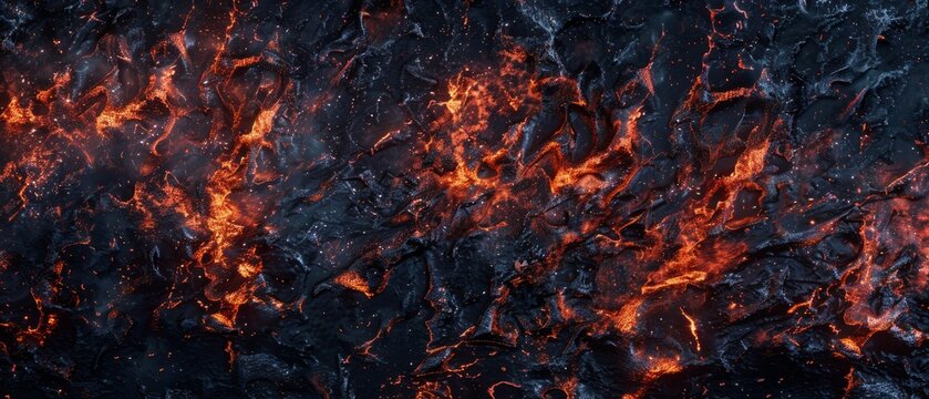 Panoramic close-up, high detail scan of burning fire texture, Generative AI 