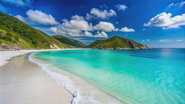 Beautiful white sand beach with crystal clear blue water in Arraial do Cabo, Brazil, beach