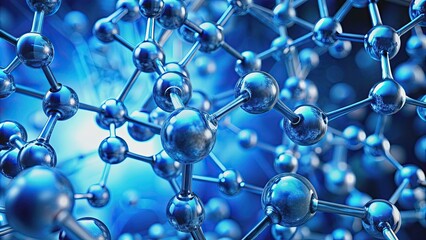 Abstract blue molecular structure with interconnected elements , science, genetics, chemistry, biology