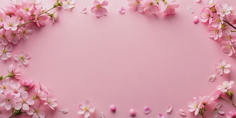 Fototapeta premium Pink small flowers on a pink background, perfect for a postcard design, pink flowers, background, postcard, floral, delicate