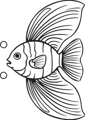 Fototapeta premium Line Artwork of angel fish