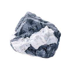 Obraz premium A large rock with a white and black pattern. The rock is rough and has a jagged edge. Isolated on PNGs transparent background