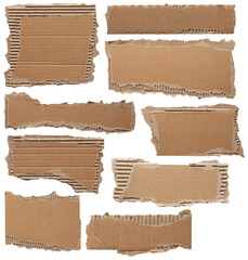 Brown Cardboard paper piece isolated on white background