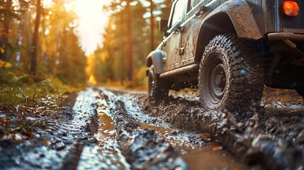 Off-Road Adventure in Autumnal Forest