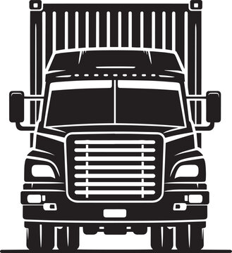 recommend clip art: Сargo container truck front silhouette flat vector illustration isolated on a white background