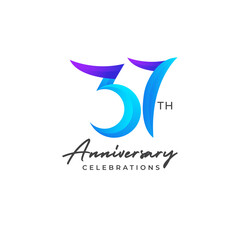 37 years anniversary logo design. Anniversary logo design template.