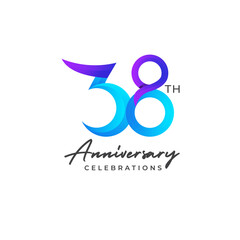 38 years anniversary logo design. Anniversary logo design template.