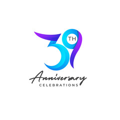 39 years anniversary logo design. Anniversary logo design template.