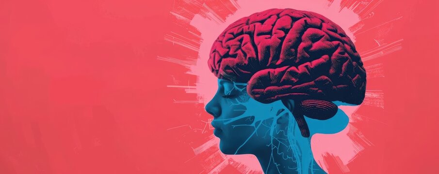 EEG patterns illustrating brain activity, intense focus, subconscious reflection, concentrated mindset, vibrant scene