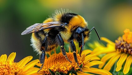 Close-up of a bumblebee with pollen.