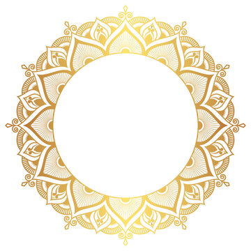 recommend clip art: Indian flower mandala art with luxury golden circle frame transparent vintage gold circular pattern	
                    