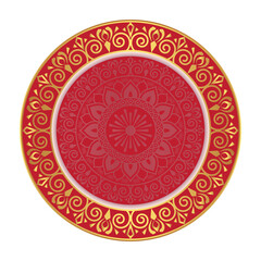 Golden circle frame text box with gold award ribbon icon anniversary badge and Indian flower mandala art with luxury golden circle frame transparent vintage gold circular pattern	