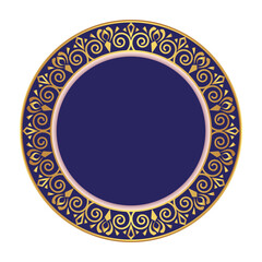 Golden circle frame text box with gold award ribbon icon anniversary badge	