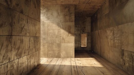 Obraz premium Designing a room with paper walls and wooden floors