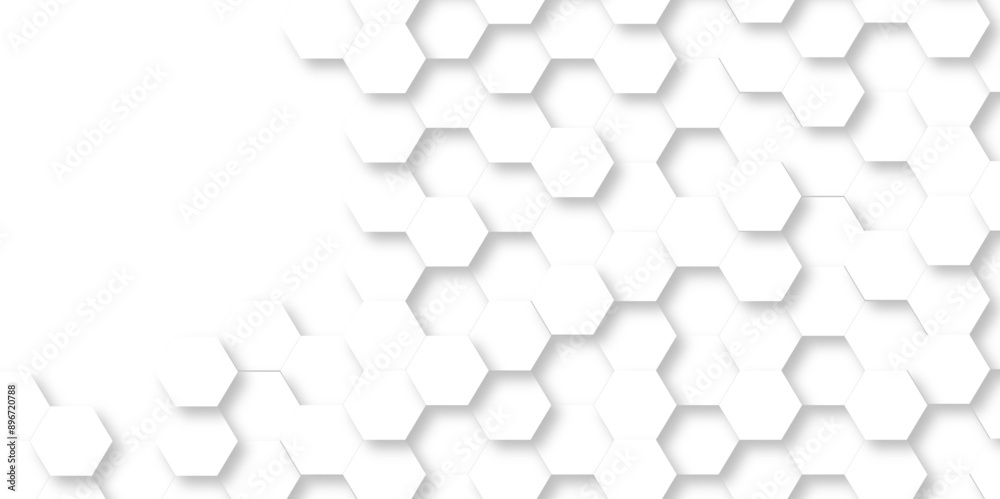 Wall mural vector geometry science and technology cover web white honeycomb texture .abstract white 3d hexagon 