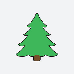 Cute christmas Tree art vector Illustration.