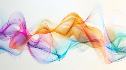 Colorful abstract waveforms on white background