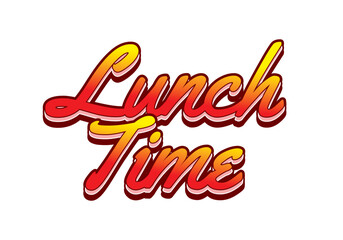 Fototapeta premium Lunch time. Text effect in 3D style with good colors