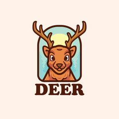 Deer logo mascot cartoon character vector illustration