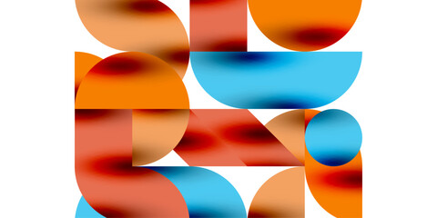 Tech minimal circular shapes geometric art. Vector modern circles