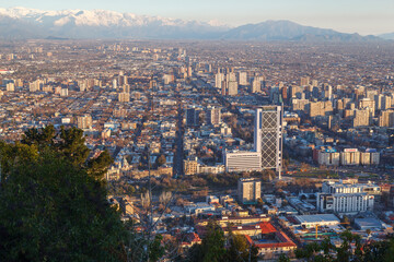 View of Santiago de Chile with Andes Covered with Snow