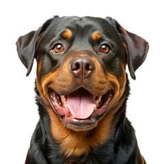 Fototapeta premium Rottweiler breed dog, happy, dog portrait isolated on white background