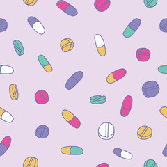 Bunch of Pill Vector Seamless Pattern illustration Design