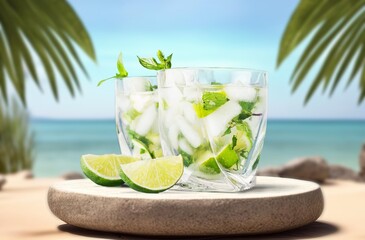 Tasty alcohol drinks at summer evening