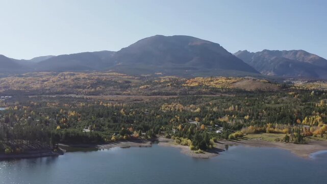 Aerial video of Lake Dillon Reservoir in Colorado's Summit County