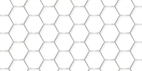 Abstract hexagonal futuristic geometric backdrop White background and embossed hexagon , honeycomb white hexagon concept design abstract technology background vector background, or wallpaper.