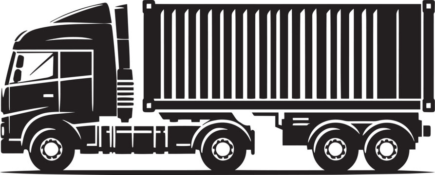 recommend clip art: Cargo container truck silhouette flat vector illustration isolated on a white background