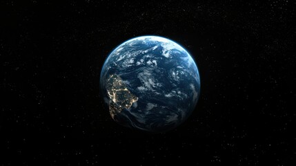 the planet earth on a black background