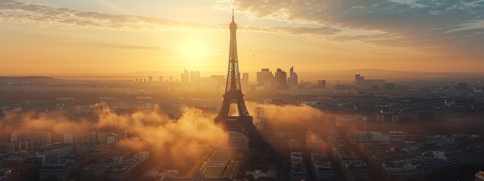Eiffel Tower Sunrise Over Paris