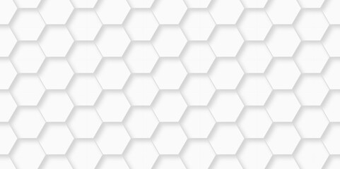 Naklejka premium Abstract white 3d hexagon light creative digital concept vector surface grid hexagonal tile and mosaic background. vector illustration geometry science and technology cover web white honeycomb texture