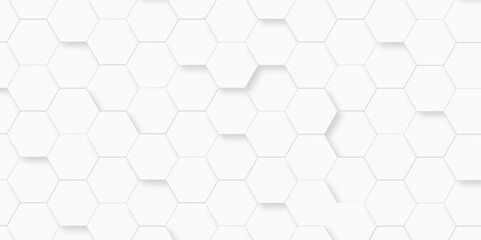 Abstract white 3d hexagon light creative digital concept vector surface grid hexagonal tile and mosaic background. vector illustration geometry science and technology cover web white honeycomb texture