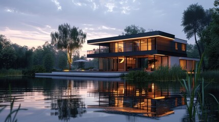 Obraz premium Modern Home by the Lake