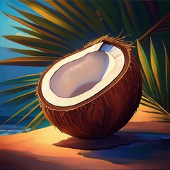 A fresh and delicious looking coconut