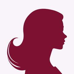 Hand drawn woman head silhouette vector illustration