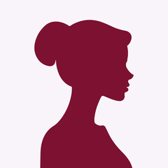 Hand drawn woman head silhouette vector illustration