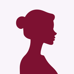 Hand drawn woman head silhouette vector illustration