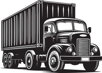 Cargo container truck silhouette flat vector illustration isolated on a white background