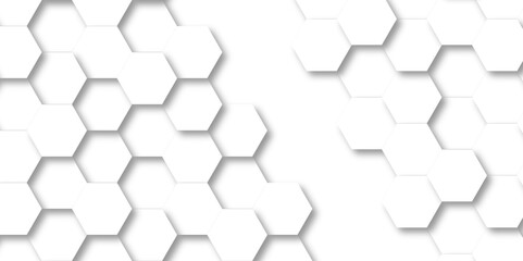 Naklejka premium Abstract white 3d hexagon light creative digital concept vector surface grid hexagonal tile and mosaic background. vector illustration geometry science and technology cover web white honeycomb texture