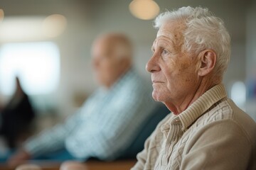 Active Senior Man Enjoying Shuffleboard Game in Social Retirement Setting