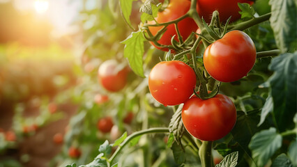 fresh red tomatoes in the organic farm