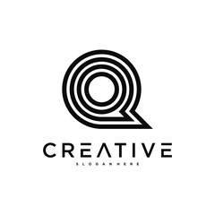 Creative abstract initial letter Q logo design. Preamium Vector