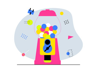 Gum ball machine. 90's nostalgia vector illustration