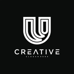 Creative abstract initial letter U logo design. Preamium Vector