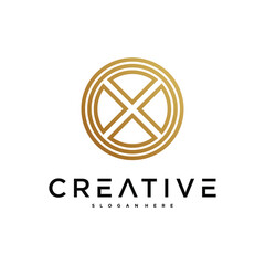 Creative abstract initial letter X logo design. Preamium Vector
