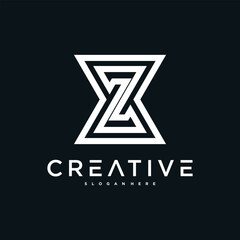 Creative abstract initial letter Z logo design. Preamium Vector